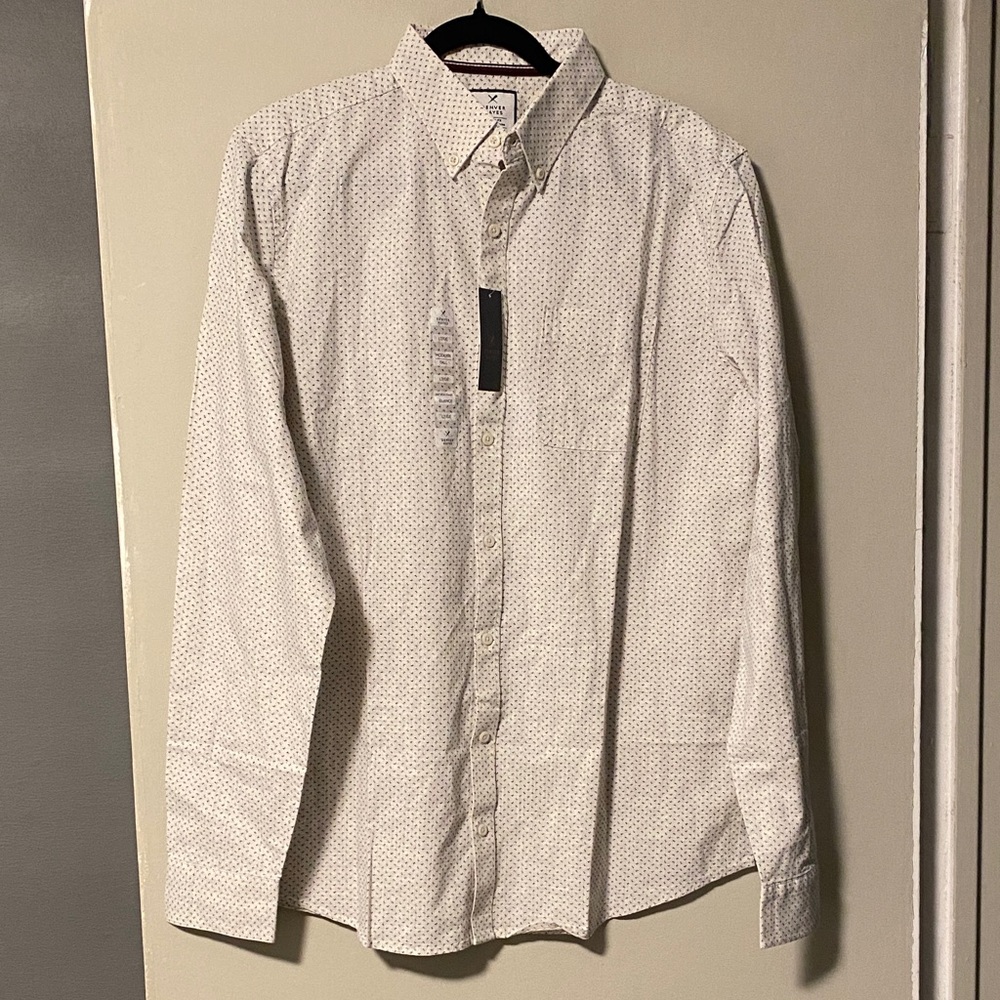 Denver Hayes White Patterned Casual Button-Down Shirt